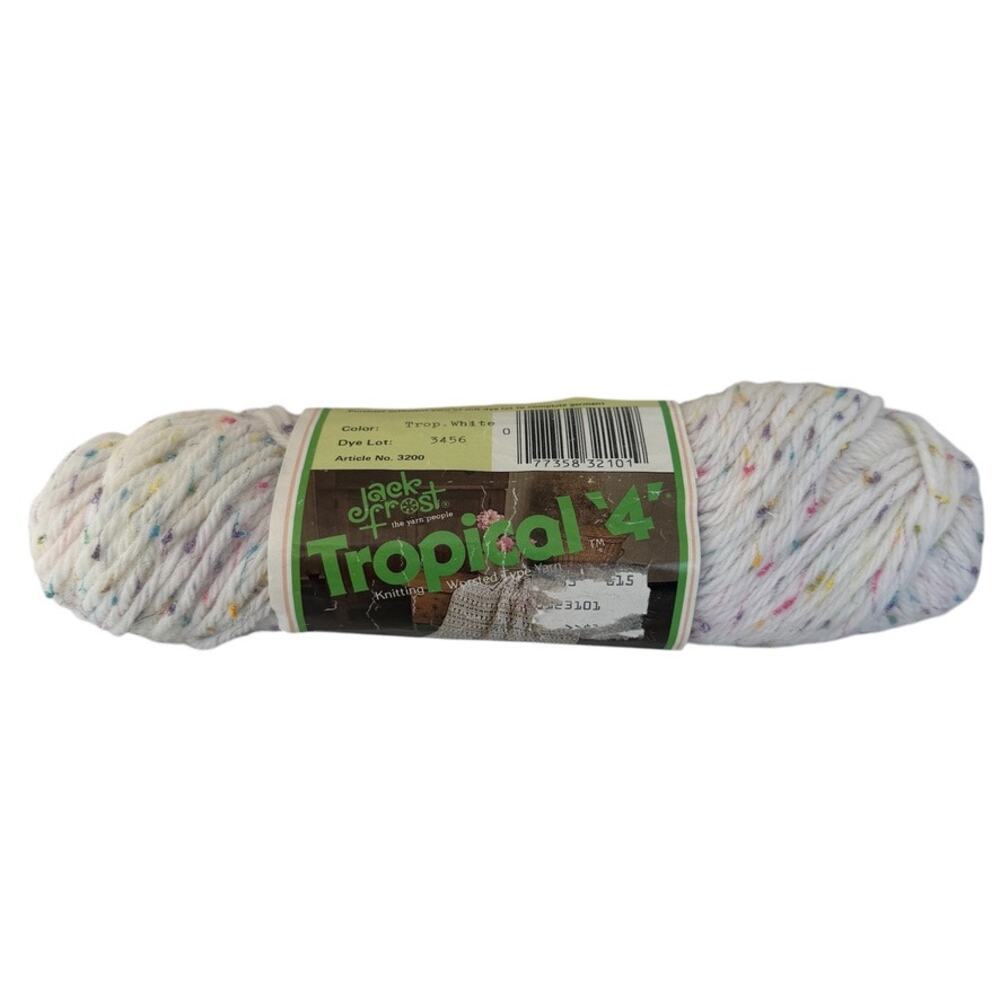 Jack Frost Tropical Worsted Yarn Tropical White 3456 Acrylic Rayon 2oz